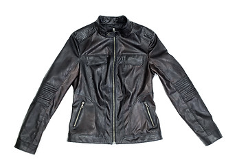 Image showing black leather jacket isolated on white background