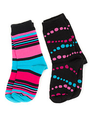 Image showing two pairs of colored socks