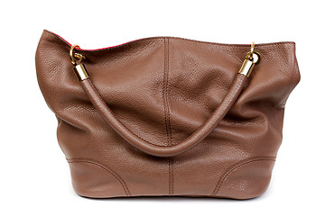 Image showing Nice and beautiful lady brown lady leather handbag