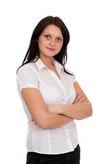 Image showing beautiful woman in white blouse