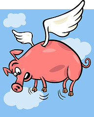 Image showing when pigs fly cartoon illustration