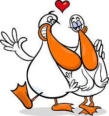 Image showing ducks in love cartoon illustration