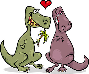 Image showing dinos in love cartoon illustration