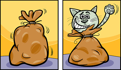 Image showing let the cat out of the bag cartoon