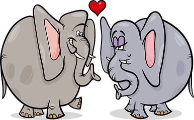 Image showing elephants in love cartoon illustration