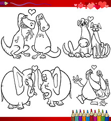 Image showing valentine cartoon themes for coloring