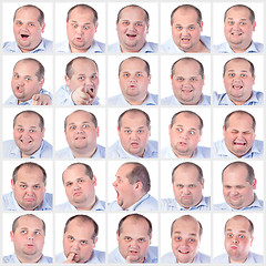 Image showing Collage portrait fat man with difference emotions