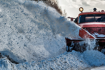 Image showing truck cleaning road in winter