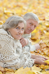 Image showing Portrait of a happy mature couple lying