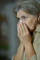 Image showing Ill elderly woman