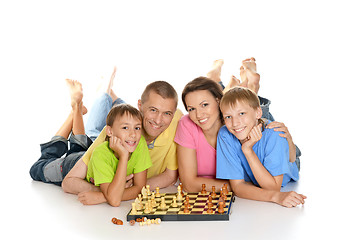 Image showing Family playing chess