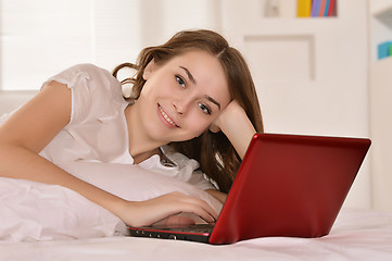 Image showing Girl with a laptop