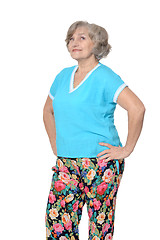 Image showing Elderly woman on white background