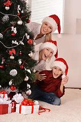 Image showing Family with christmas gifts