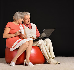 Image showing Elderly couple using laptop