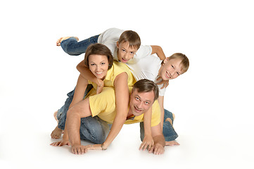 Image showing Happy family on the floor