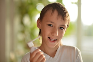 Image showing Boy fell ill with a cold