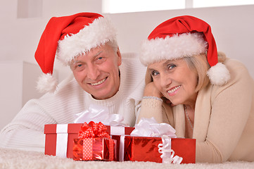 Image showing Mature couple celebrating new year