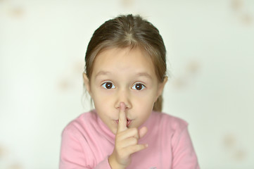 Image showing Portrait of emotional little girl at home