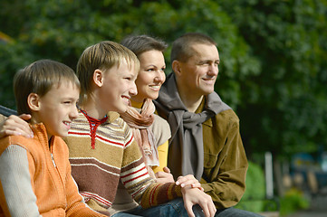 Image showing Family of four in park