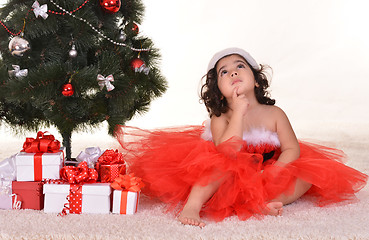 Image showing Little girl celebrating Christmas