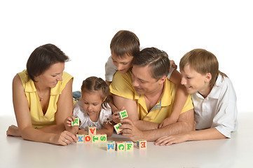 Image showing Family playing indoors