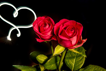 Image showing Roses with light heart