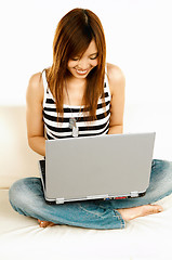 Image showing Asian girl with laptop