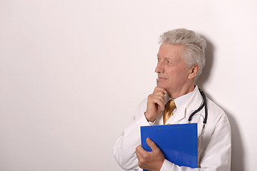 Image showing Serious doc in a white coat