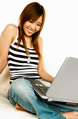 Image showing Asian girl with laptop