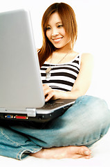 Image showing Asian girl with laptop