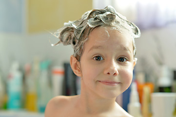 Image showing Little girl in bath