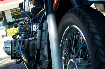 Image showing low angle vintage motorcycle