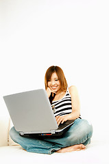 Image showing Asian girl with laptop