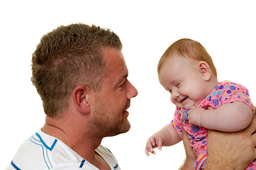 Image showing Father and baby are playing