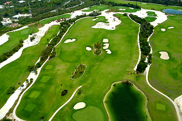 Image showing Flying over golf course