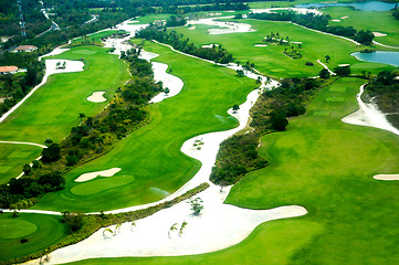 Image showing Elevevated view of golf course