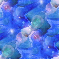 Image showing abstract blue seamless painted watercolor background paper textu