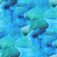 Image showing abstract blue seamless painted watercolor background on paper te