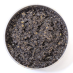 Image showing Black caviar in metal can, top view