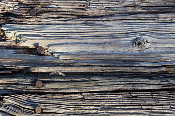 Image showing close up of old wood rusty nails