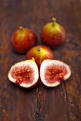 Image showing fresh figs over old wood