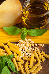 Image showing Italian basil pesto pasta ingredients