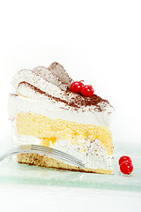 Image showing whipped cream and ribes dessert cake slice