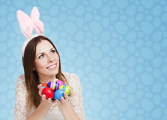 Image showing Happy Easter card blue