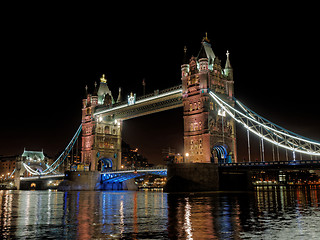 Image showing London Tower Bridge at night, England