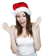 Image showing Surprised christmas girl