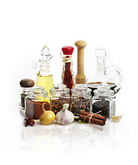Image showing Spices,Cooking Oil And Vinegar