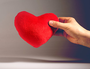 Image showing Vintage look red plush heart.