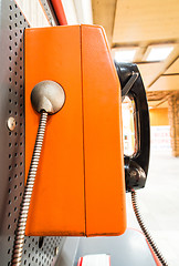 Image showing Close up pay phone 